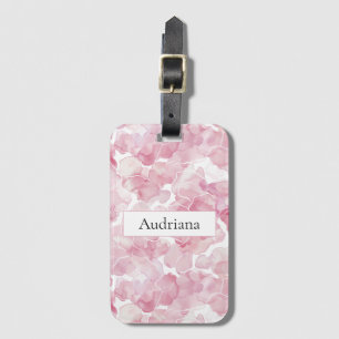 Étiquette À Bagage Fleur abstraite rose blanc