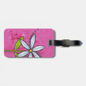 Étiquette À Bagage Fleur blanc de marguerite rose (Dos horizontal)