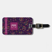 Étiquette À Bagage Fleur blanche jaune jaune violet customisée (Devant horizontal)