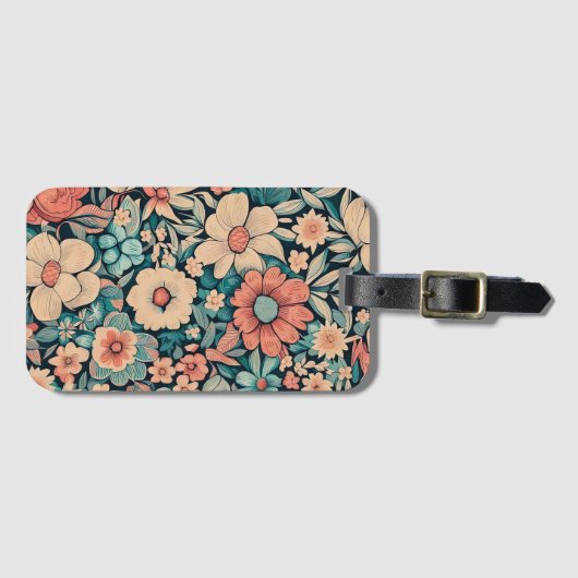 Étiquette À Bagage Fleur bohème (Devant Horizontal)