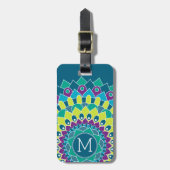 Étiquette À Bagage Fleur bohème avec Monogrammes (Devant Vertical)