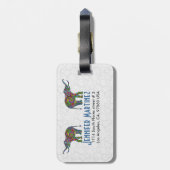 Étiquette À Bagage Fleur colorée Retro Elephant 3c Design (Dos Vertical)