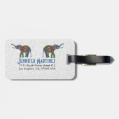 Étiquette À Bagage Fleur colorée Retro Elephant 3c Design (Dos horizontal)