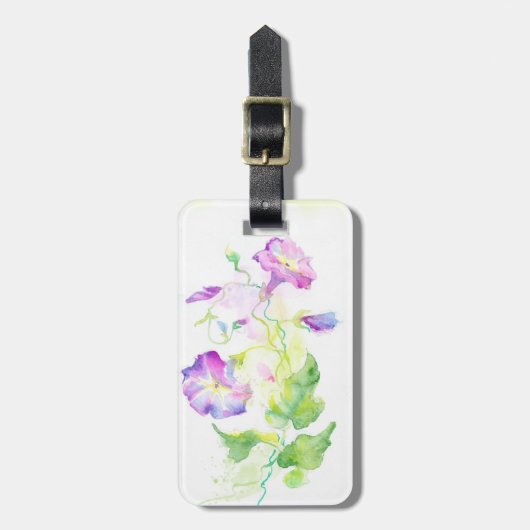 Étiquette À Bagage Fleur convolvulse aquarelle peinte (Devant Vertical)