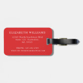 Étiquette À Bagage Fleur customisée Beige Tan Floral Rouge Violet (Dos horizontal)