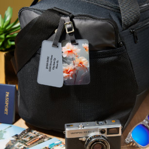 Étiquette À Bagage Fleur de Brume Élégante Abstraite aux Teintes Rose