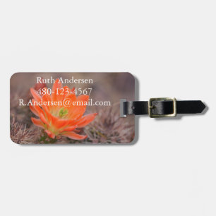 Étiquette À Bagage Fleur de cactus orange