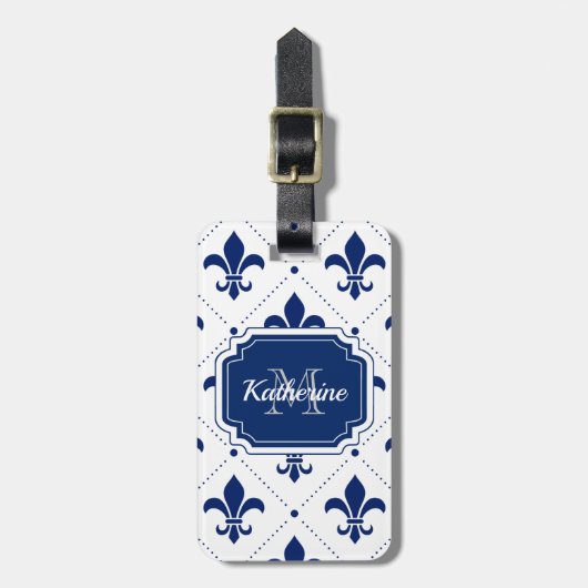 Étiquette À Bagage Fleur de lis Motif (Devant Vertical)