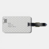 Étiquette À Bagage Fleur de lis noir et crème (Dos horizontal)