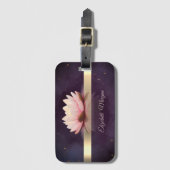 Étiquette À Bagage Fleur de lotus à rayure dorée Boho (Devant Vertical)