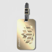 Étiquette À Bagage Fleur de lotus doré métallique (Devant Vertical)