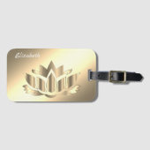 Étiquette À Bagage Fleur de lotus doré métallique (Devant Horizontal)