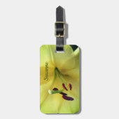 Étiquette À Bagage Fleur de lys jaune personnalisée en gros plan (Devant Vertical)