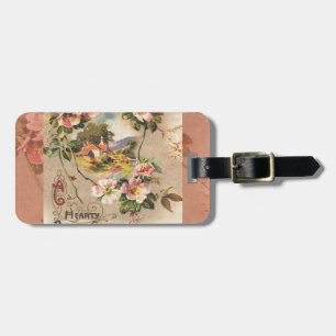 Étiquette À Bagage Fleur de naissance victorienne de campagne vintage