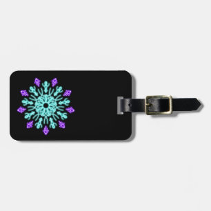 Étiquette À Bagage Fleur de néon pourpre et turquose