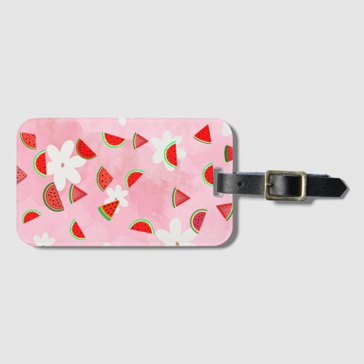 Étiquette À Bagage Fleur de pastèque - Fun Summer Floral Patch" (Devant Horizontal)