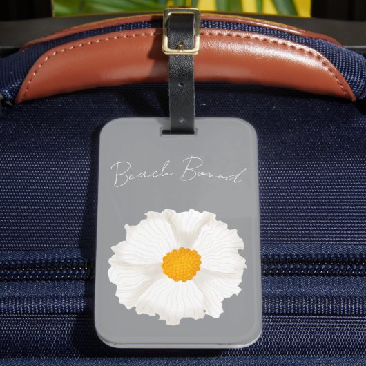 Étiquette À Bagage Fleur de pavot blanche grise (Insitu Rectoal 2)
