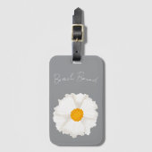 Étiquette À Bagage Fleur de pavot blanche grise (Devant Vertical)