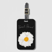 Étiquette À Bagage Fleur de pavot blanche noire (Devant Vertical)