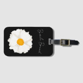 Étiquette À Bagage Fleur de pavot blanche noire (Devant Horizontal)