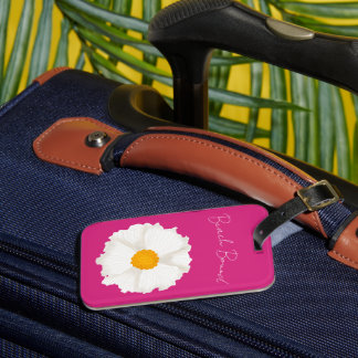 Étiquette À Bagage Fleur de pavot blanche rose