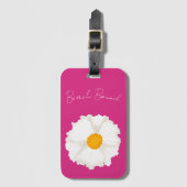 Étiquette À Bagage Fleur de pavot blanche rose (Devant Vertical)