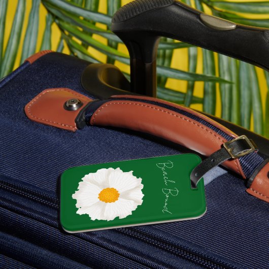 Étiquette À Bagage Fleur de pavot blanche verte (Insitu Rectoal 3)