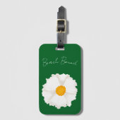 Étiquette À Bagage Fleur de pavot blanche verte (Devant Vertical)