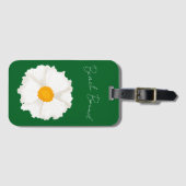 Étiquette À Bagage Fleur de pavot blanche verte (Devant Horizontal)