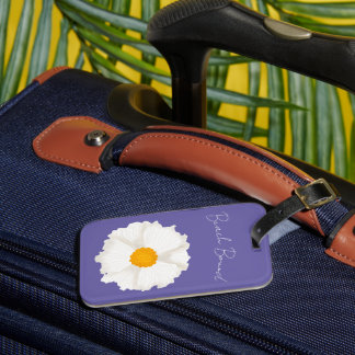 Étiquette À Bagage Fleur de pavot blanche violette