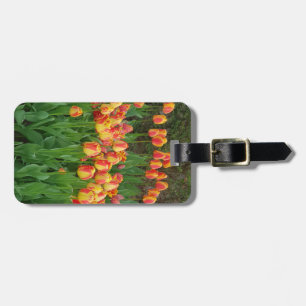 Étiquette À Bagage Fleur de tulipe rouge et jaune