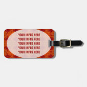 Étiquette À Bagage Fleur de vie - motif de timbre - orange rouge (Devant horizontal)