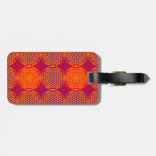 Étiquette À Bagage Fleur de vie - motif de timbre - rose orange