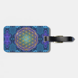 Étiquette À Bagage Fleur de vie - or - fractale 1