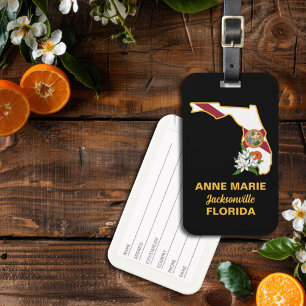 Étiquette À Bagage Fleur d'état Floride personnalisée Fleur Orange Bl