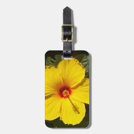 Étiquette À Bagage Fleur d'Hibiscus jaune (Devant Vertical)