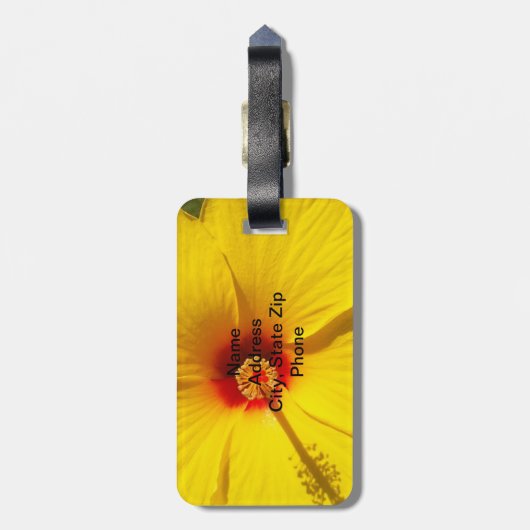 Étiquette À Bagage Fleur d'Hibiscus jaune (Dos Vertical)