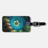 Étiquette À Bagage Fleur d'Imaginaire lumineux, Fractale Abstraite co (Devant horizontal)