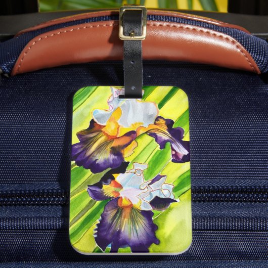 Étiquette À Bagage Fleur d'iris floral aquarelle (Insitu Rectoal 2)