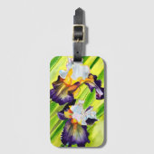 Étiquette À Bagage Fleur d'iris floral aquarelle (Devant Vertical)