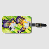 Étiquette À Bagage Fleur d'iris floral aquarelle (Devant Horizontal)