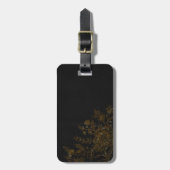 Étiquette À Bagage Fleur d'or sur l'arrière - plan noir (Devant Vertical)