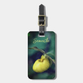 Étiquette À Bagage Fleur d'orchidée à chlipper jaune personnalisée (Devant Vertical)