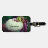 Étiquette À Bagage Fleur d'orchidée blanche Lady Slipper Personnalisé (Devant horizontal)