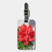 Étiquette À Bagage Fleur double hibiscus rouge (Devant Vertical)