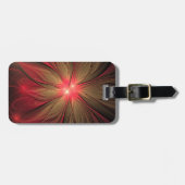 Étiquette À Bagage Fleur fractale de fansy rouge (Devant horizontal)