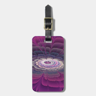 Étiquette À Bagage Fleur frappante abstraite fractale couleur rose
