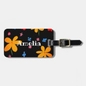 Étiquette À Bagage Fleur funky personnalisée (Devant horizontal)