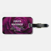 Étiquette À Bagage Fleur gothique de rose violet-rouge (Dos horizontal)