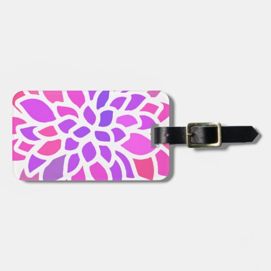 Étiquette À Bagage Fleur Hippie rose Rétro Moderne (Devant horizontal)